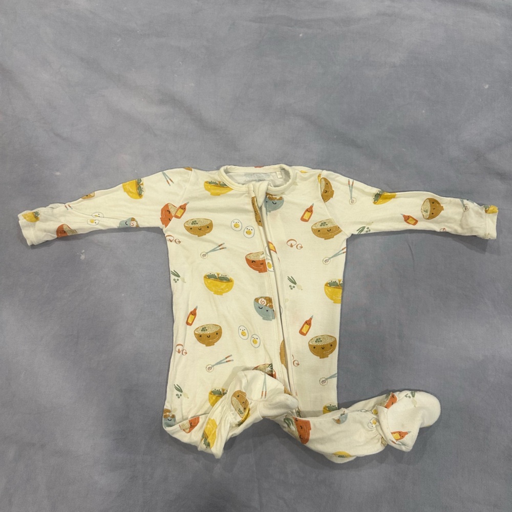 Angel Dear Cream Footie with Colorful Print